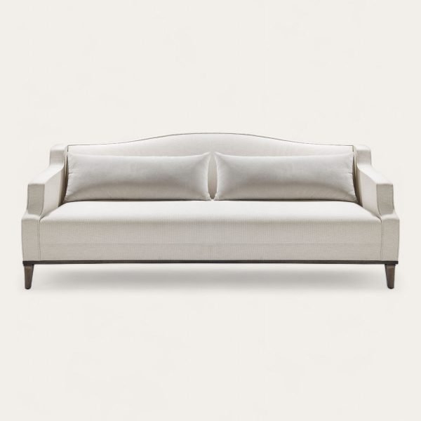 divano modulare di design con chaise longue arrotondata – tessuto crema