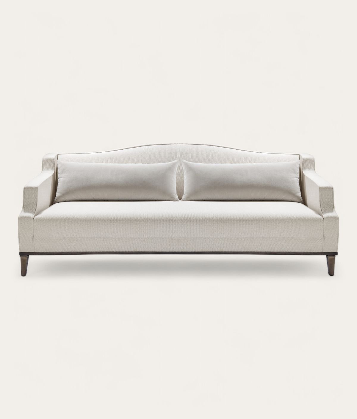 divano modulare di design con chaise longue arrotondata – tessuto crema