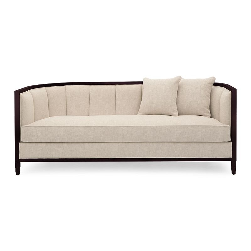 daybed di design con struttura in legno – tessuto chiaro